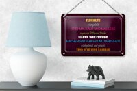 Blechschild Spruch 12x18 cm zu Hause sind wir eine Familie Deko Schild