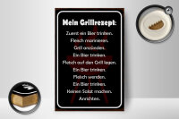 Holzschild Spruch 12x18cm Mein Grillrezept zuerst ein Bier