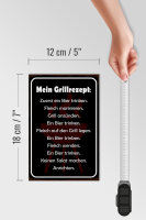 Holzschild Spruch 12x18cm Mein Grillrezept zuerst ein Bier