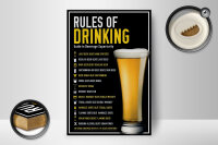 Holzschild Alkohol 12x18 cm Rules of Drinking Bierglas...