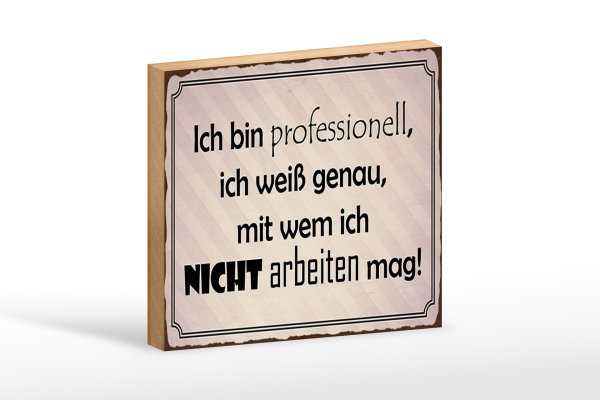 Holzschild Spruch 18x12cm ich bin professionell ich weiß
