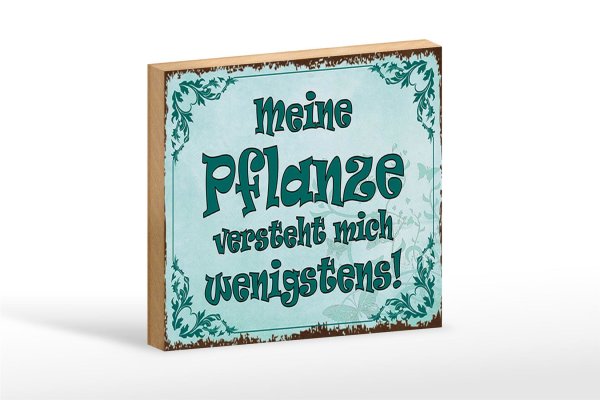 Holzschild Spruch 18x12cm meine Pflanze versteht mich