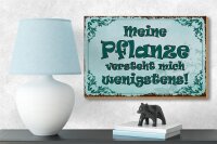 Holzschild Spruch 18x12cm meine Pflanze versteht mich