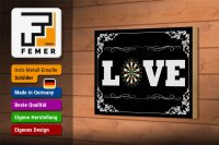 Holzschild Spruch 18x12cm Love Darts Wanddeko