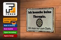 Holzschild Spruch 18x12cm keine Therapie muss zum Darts