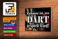 Holzschild Spruch 18x12cm Zuhause wo Dart gespielt wird