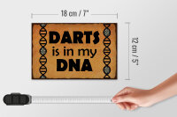 Holzschild Spruch 18x12 cm Darts is in my DNA Dekoration