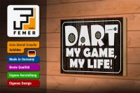 Holzschild Spruch 18x12cm DART my Game my life