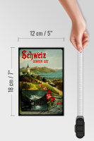 Holzschild Reise 12x18 cm Schweiz Genfer See Nostalgie Deko Schild
