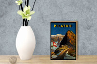 Holzschild Reise 12x18 cm Schweiz Pilatus Mont Pilate 2132 m Deko Schild