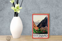 Holzschild Reise 12x18 cm Gotthard Schweiz Nostalgie Deko Schild