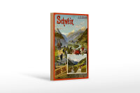 Holzschild Reise 12x18 cm J.S.Bahn Schweiz Rhone Thal Nostalgie Deko Schild