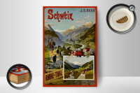 Holzschild Reise 12x18 cm J.S.Bahn Schweiz Rhone Thal Nostalgie Deko Schild