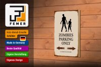 Holzschild Spruch 12x18cm Zombies Parking only all others