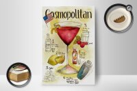 Holzschild Rezept 12x18cm Cosmopolitan Cocktail Recipe