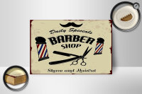 Holzschild Spruch 12x18cm Barbershop shave and haircut