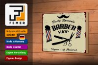Holzschild Spruch 12x18cm Barbershop shave and haircut