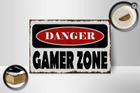 Holzschild Spruch 18x12cm danger Gamer Zone