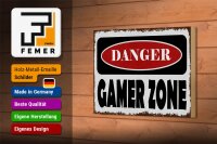 Holzschild Spruch 18x12cm danger Gamer Zone