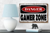 Holzschild Spruch 18x12cm danger Gamer Zone