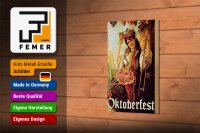 Holzschild Pin Up 12x18cm Oktoberfest Frau mit Bier