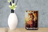 Holzschild Pin Up 12x18cm Oktoberfest Frau mit Bier