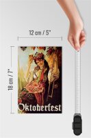 Holzschild Pin Up 12x18cm Oktoberfest Frau mit Bier