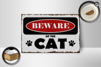 Holzschild Spruch 18x12cm beware of the CAT Vorsicht Katze