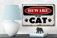 Holzschild Spruch 18x12cm beware of the CAT Vorsicht Katze