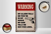 Holzschild Spruch 12x18cm warning my alarm tells me you´re
