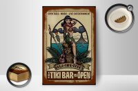 Holzschild Pin Up 12x18cm TIKI Bar is Open Cocktail Music