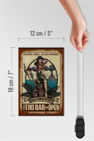 Holzschild Pin Up 12x18cm TIKI Bar is Open Cocktail Music