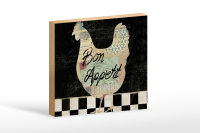 Holzschild Spruch 18x12cm Huhn Hühner Bon Appetit