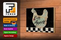 Holzschild Spruch 18x12cm Huhn Hühner Bon Appetit