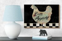 Holzschild Spruch 18x12cm Huhn Hühner Bon Appetit