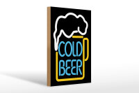 Holzschild Alkohol 20x30 cm Cold Bear Reklame Neonoptik...