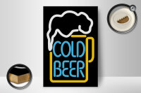 Holzschild Alkohol 20x30 cm Cold Bear Reklame Neonoptik Deko Schild