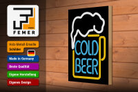 Holzschild Alkohol 20x30 cm Cold Bear Reklame Neonoptik Deko Schild