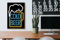 Holzschild Alkohol 20x30 cm Cold Bear Reklame Neonoptik Deko Schild