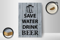 Holzschild Spruch 20x30 cm safe water drink beer Holzoptik Deko Schild