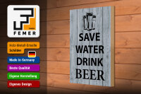 Holzschild Spruch 20x30 cm safe water drink beer Holzoptik Deko Schild