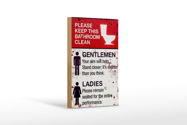 Holzschild Spruch 12x18cm Gentlemen Ladies WC Toilette