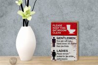 Holzschild Spruch 12x18cm Gentlemen Ladies WC Toilette