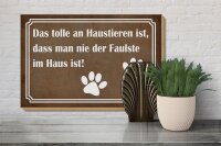 Holzschild Spruch 20x30 cm tolle an Haustieren man nie der Faulste im Haus ist