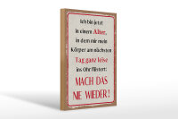 Holzschild Spruch 20x30 cm Körper Mach das nie wieder Deko Schild