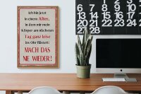 Holzschild Spruch 20x30 cm Körper Mach das nie wieder Deko Schild