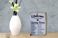 Holzschild Spruch 12x18cm welcome to our Kitchen Opening
