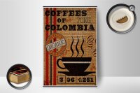 Holzschild Kaffee 12x18cm coffees colombia organic coffee