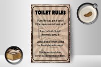 Holzschild Spruch 12x18cm toilet rules if you lift it up