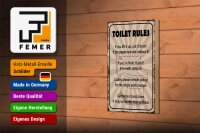 Holzschild Spruch 12x18cm toilet rules if you lift it up